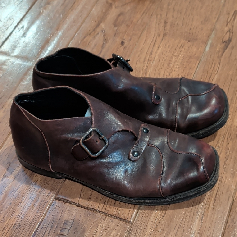 CYDWOQ Brown Leather Handmade To Order Buckle Booties Shoes